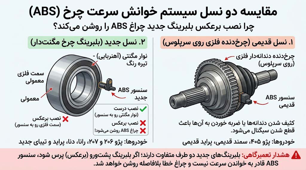 مقایسه‌ی دو نسل سیستم خوانش سرعت چرخ
